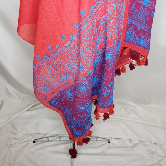 🧚HOST PICK🧚Nanette Lepore Silk and Wool Wrap/Scarf in Crimson and Imperial EUC - Picture 5 of 14